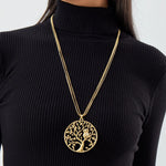 Luxury Fashion Jewelry Drop Pendant Owl Tree of Life Big Round Pendant Necklace Gold Plated Clavicle Chain Necklace