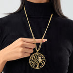 Luxury Fashion Jewelry Drop Pendant Owl Tree of Life Big Round Pendant Necklace Gold Plated Clavicle Chain Necklace