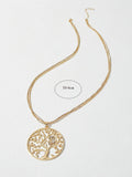 Luxury Fashion Jewelry Drop Pendant Owl Tree of Life Big Round Pendant Necklace Gold Plated Clavicle Chain Necklace