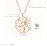 Luxury Fashion Jewelry Drop Pendant Owl Tree of Life Big Round Pendant Necklace Gold Plated Clavicle Chain Necklace