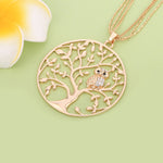 Luxury Fashion Jewelry Drop Pendant Owl Tree of Life Big Round Pendant Necklace Gold Plated Clavicle Chain Necklace