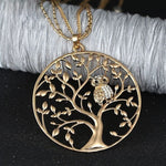 Luxury Fashion Jewelry Drop Pendant Owl Tree of Life Big Round Pendant Necklace Gold Plated Clavicle Chain Necklace