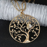 Luxury Fashion Jewelry Drop Pendant Owl Tree of Life Big Round Pendant Necklace Gold Plated Clavicle Chain Necklace