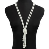 Stylish Long Multi Layer Pearl Knot Necklace Casual Women Trendy Fashion Jewelry
