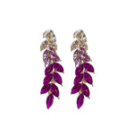 Dazzling Purple Crystal Leaf Tassel Long Fashion Earrings Luxury Party wear Women Jewelry