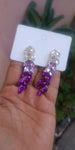 Dazzling Purple Crystal Leaf Tassel Long Fashion Earrings Luxury Party wear Women Jewelry