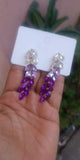 Dazzling Purple Crystal Leaf Tassel Long Fashion Earrings Luxury Party wear Women Jewelry