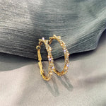 Gold Color Layered Crystal 4 cm Round Hoop Women Statement Party Earrings