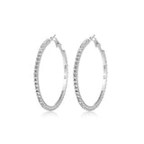 Fashion Statement 5 cm Dazzling Single Row Round Sexy Silver Crystal Hoop Earrings For Women