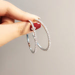 50 mm Big Round Silver Plated Crystal Hoop Earrings Basketball Wives CZ Fashion Earrings