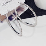 50 mm Big Round Silver Plated Crystal Hoop Earrings Basketball Wives CZ Fashion Earrings