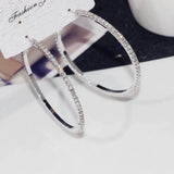 50 mm Big Round Silver Plated Crystal Hoop Earrings Basketball Wives CZ Fashion Earrings