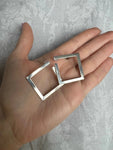 Trendy Women Fashion Hoop Earrings Silver Color Metal Square Simple Stud Earrings