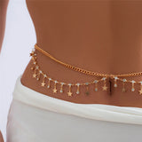 Golden Star Tassel Pendant Waist Belt Belly Chain for Women Summer Body Jewelry