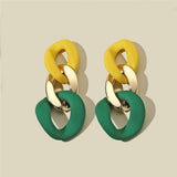 Colorblock Boho Dangle Chain Earrings Women Stylish Statement Fashion Jewelry