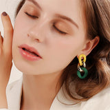 Colorblock Boho Dangle Chain Earrings Women Stylish Statement Fashion Jewelry