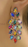 Black Leaves Crystal Long Drop Dangle Earrings Women Party Statement Fashion Jewelry