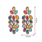 Black Leaves Crystal Long Drop Dangle Earrings Women Party Statement Fashion Jewelry