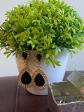 Elegant Golden Black Crystal Stylish Party wear Fashion Jewelry Drop Earrings For Women