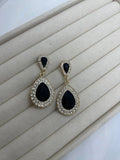 Elegant Golden Black Crystal Stylish Party wear Fashion Jewelry Drop Earrings For Women