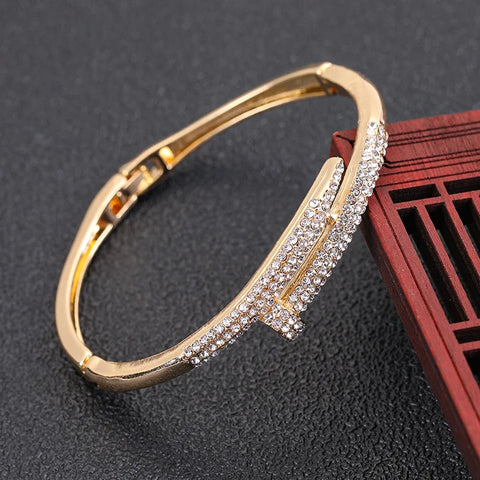 High End Fashion Jewelry Classic Nail Design Golden Bangle Bracelet Trendy Accessories For Women