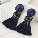 Glamorous Long Blue TASSEL Stylish Drop Dangle Earrings Party wear Dress Costume Fashion Jewelry - EonShoppee