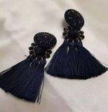 Glamorous Long Blue TASSEL Stylish Drop Dangle Earrings Party wear Dress Costume Fashion Jewelry - EonShoppee