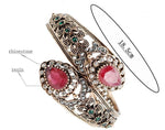 Antique Bronze Plated Ethnic Wedding Charm Bracelet Bangle Hinge Open Turkish Style Fashion Jewelry - EonShoppee