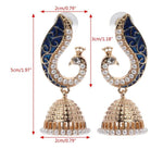 Elegant Indian Ethnic Traditional Style Peacock Jhumka Drop Fashion Jewelry Earrings - EonShoppee
