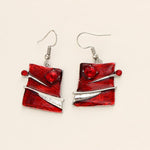 Red Multilayer Leather Chain Pendant Necklaces with Drop Dangle Earrings Fashion Jewelry Set - EonShoppee