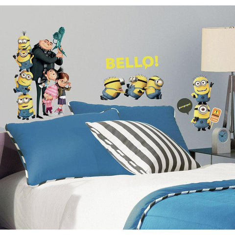 DESPICABLE ME 2 MOVIE 31 WALL DECALS Gru & Minions Peel & Stick Stickers Kids Room Decor - EonShoppee