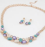 Elegant Multi Color Austria Crystal Necklace & Earrings Trendy Women Fashion Jewelry Set Statement Jewelry - EonShoppee