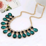 Glamorous Women Sea Green Gem Choker Stylish Party Wear Fashion Statement Necklace Dress Jewelry - EonShoppee