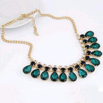 Glamorous Women Sea Green Gem Choker Stylish Party Wear Fashion Statement Necklace Dress Jewelry - EonShoppee
