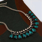 Glamorous Women Sea Green Gem Choker Stylish Party Wear Fashion Statement Necklace Dress Jewelry - EonShoppee