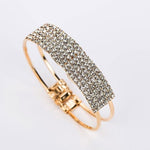 Lustrous Rhinestone Crystal Gold Plated Mid Open Shining Cuff Bangle Bracelet Dress Fashion Jewelry - EonShoppee