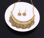 Ethnic & Elegant Choker Style Women Vintage Coin Maxi Statement Necklace and Earrings Fashion Jewelry Set - EonShoppee