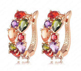 Lovely Gold Plated Swiss Zircon Party wear Multi Color Crystal Fashion Jewelry Dress Earrings - EonShoppee