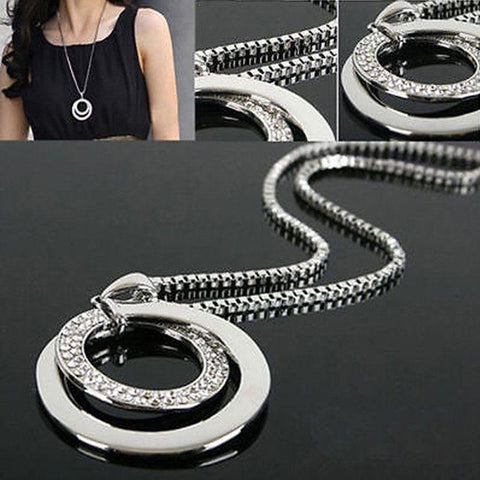 Pretty Women Fashion Crystal Rhinestone Silver Plated Long Chain Pendant Necklace Gift - EonShoppee