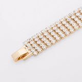 Stunning Rose Gold Plated Rhinestone Crystal Multi String Fashion Jewelry Bracelet - EonShoppee