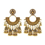 Elegant Gold Plated Hanging Bells Long Tassel Indian Jhumka Style Earrings Fashion Jewlery - EonShoppee