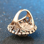 Classic Indian Antique Style Big Round Crystal Golden Green Flower RING For Women - Size 7 - EonShoppee