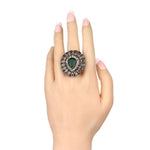 Retro Look Red Stone Big Heart Multi Color Gold Mosaic Indian Fashion Jewelry Ring - Size 7 - EonShoppee