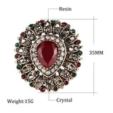 Retro Look Red Stone Big Heart Multi Color Gold Mosaic Indian Fashion Jewelry Ring - Size 7 - EonShoppee