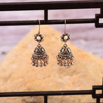 Antique Indian Style Golden Hollow White Flower Jhumki Drop Dangle Earrings - Hot Fashion Jewelry - EonShoppee