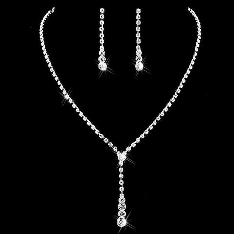 Dazzling Silver Long Evening Dress Trendy Fashion Jewelry Set - EonShoppee
