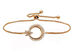 Designer Rose Gold Plated CZ Crystal Adjustable Chain Fashion Jewelry Bracelet - EonShoppee