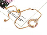 Designer Rose Gold Plated CZ Crystal Adjustable Chain Fashion Jewelry Bracelet - EonShoppee