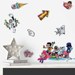 Disney Teen Titans GO! Peel and Stick 30 Wall Decals - Robin, Beast Boy, Cyborg Super Heroes Stickers - EonShoppee