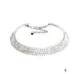 Super Luxurious Shining Silver Rhinestone Crystal Wedding Collar Chain Statement Bling Bib 4 Row Necklace - EonShoppee
